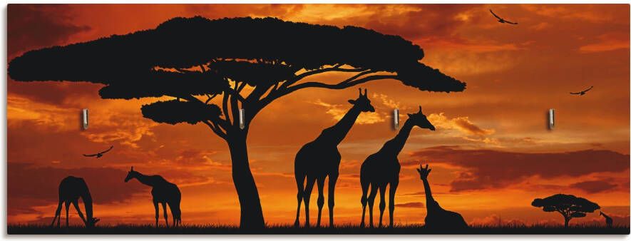 Artland Kapstok Kudde giraffen bij zonsondergang