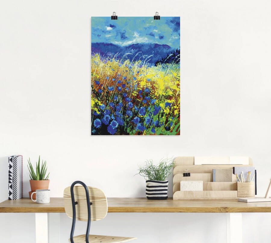 Artland Poster Blauwe wilde bloemen als artprint van aluminium artprint op linnen muursticker of poster in verschillende maten