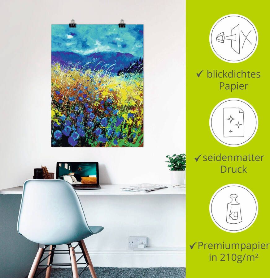 Artland Poster Blauwe wilde bloemen als artprint van aluminium artprint op linnen muursticker of poster in verschillende maten