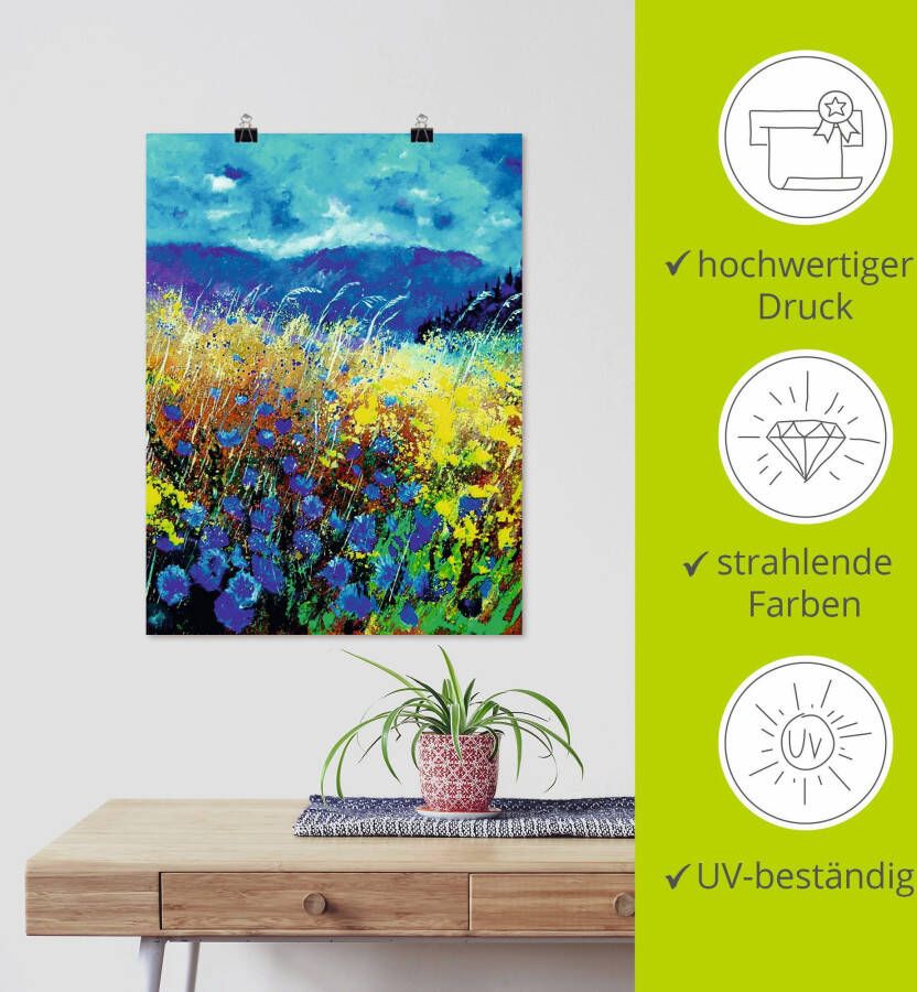 Artland Poster Blauwe wilde bloemen als artprint van aluminium artprint op linnen muursticker of poster in verschillende maten