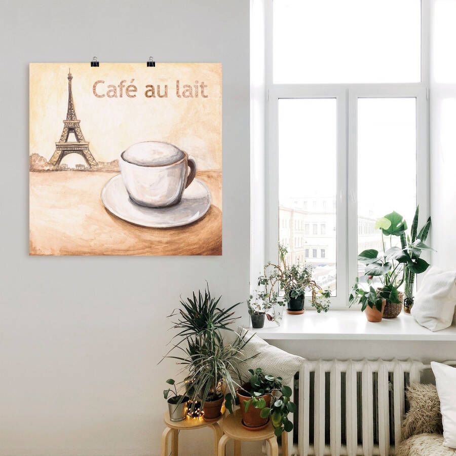 Artland Poster Café au lait in Parijs als artprint van aluminium artprint op linnen muursticker of poster in verschillende maten
