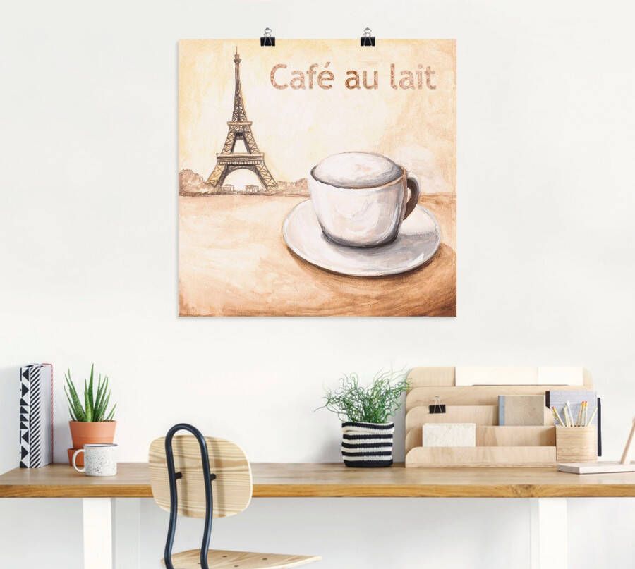 Artland Poster Café au lait in Parijs als artprint van aluminium artprint op linnen muursticker of poster in verschillende maten