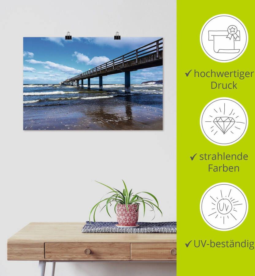 Artland Poster De pier in Zingst in de winter als artprint van aluminium artprint op linnen muursticker of poster in verschillende maten