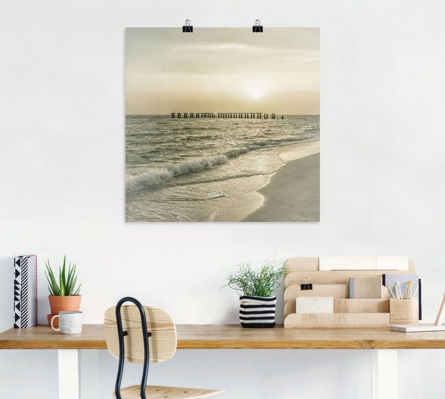 Artland Poster Gasparilla Island zonsondergang als artprint van aluminium artprint op linnen muursticker of poster in verschillende maten