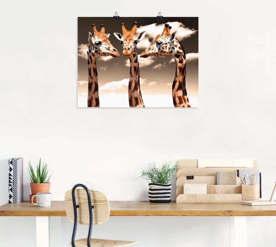 Artland Poster Giraffe_sepia als artprint van aluminium artprint op linnen muursticker of poster in verschillende maten