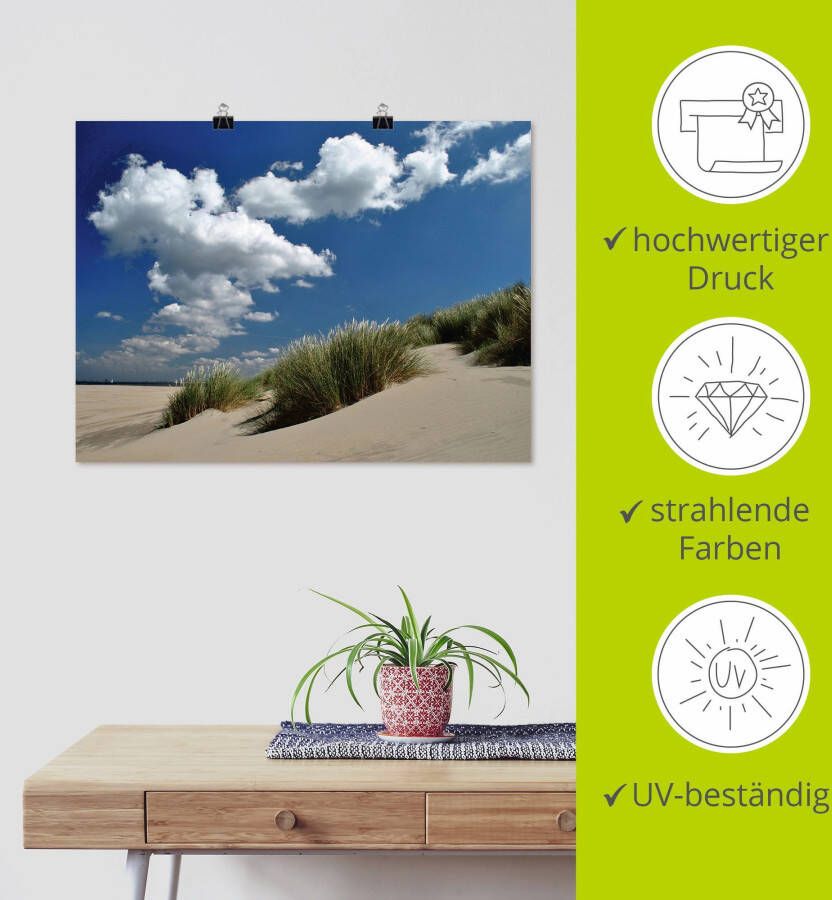 Artland Poster Hemel duinen en zee als artprint op linnen muursticker of poster in verschillende maten