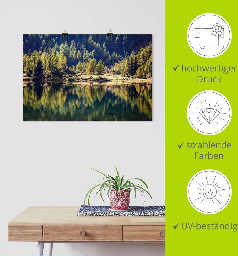 Artland Poster Herfstbos aan de Duisitzkarsee als artprint van aluminium artprint op linnen muursticker of poster in verschillende maten