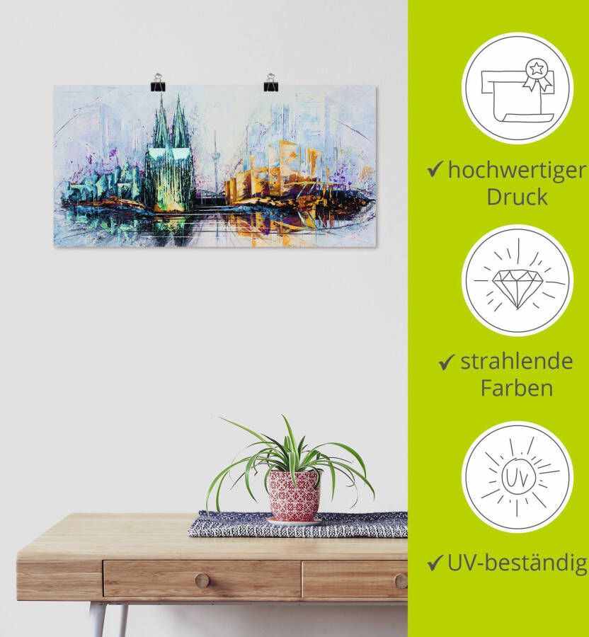 Artland Poster Keulse domkerk skyline 6 als artprint van aluminium artprint op linnen muursticker of poster in verschillende maten