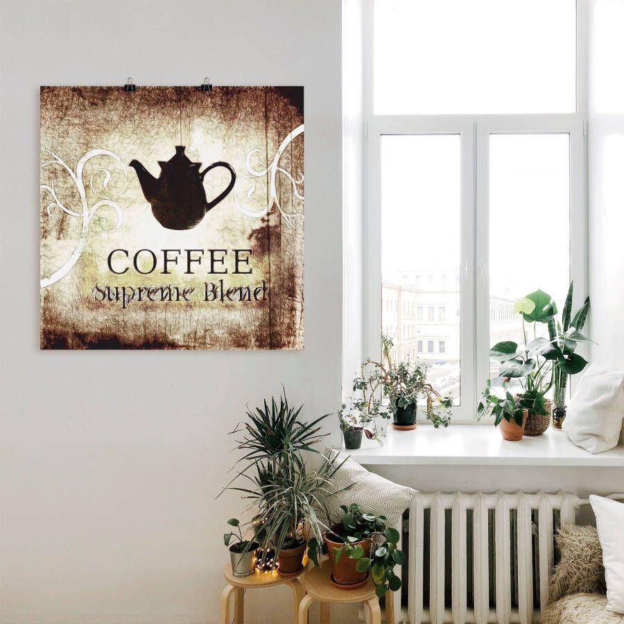 Artland Poster Koffie als artprint op linnen muursticker of poster in verschillende maten