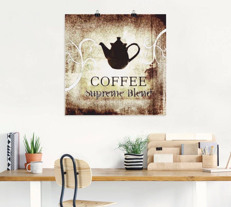 Artland Poster Koffie als artprint op linnen muursticker of poster in verschillende maten