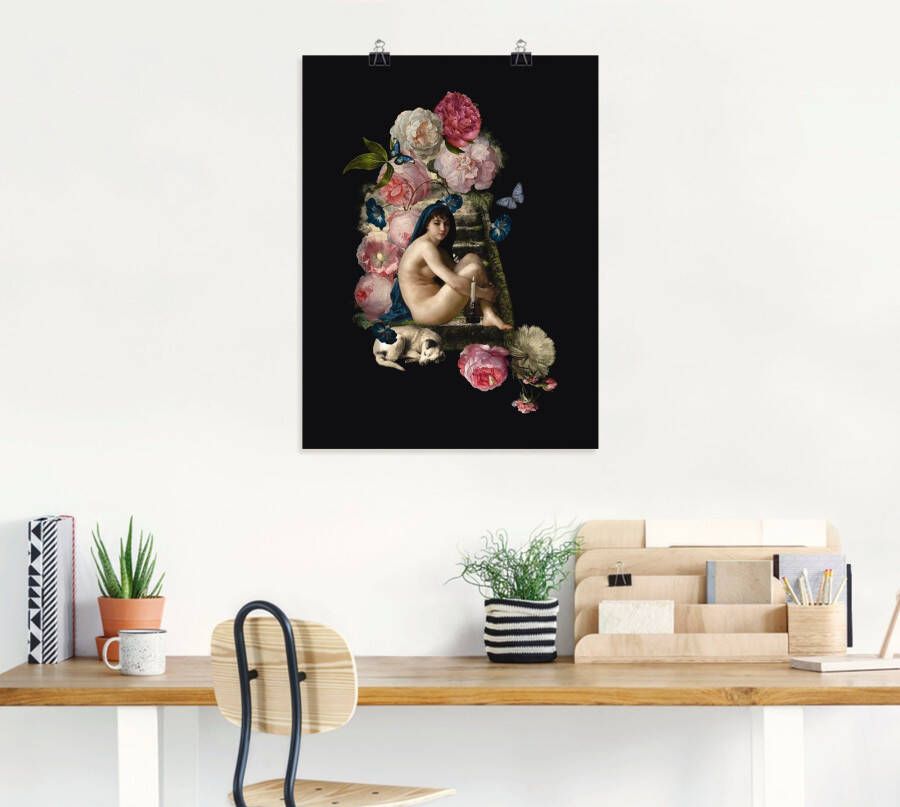 Artland Poster Naakte Venus met hond als artprint van aluminium artprint op linnen muursticker of poster in verschillende maten