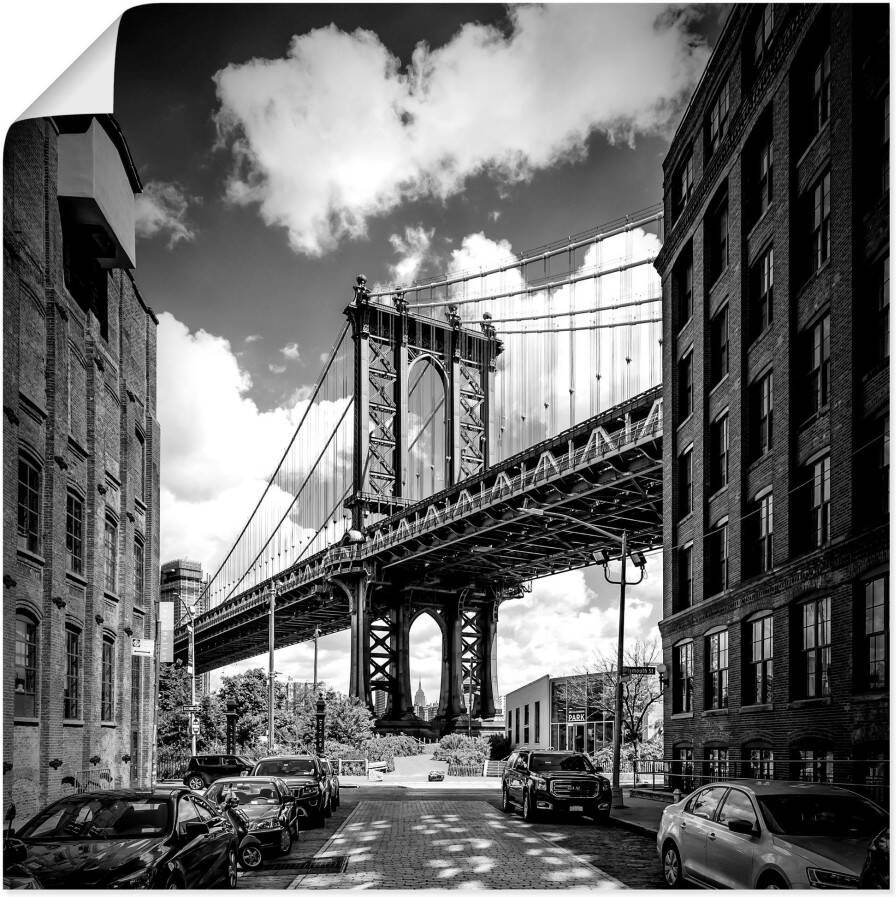 Artland Poster New York City Manhattan Bridge als artprint van aluminium artprint op linnen muursticker of poster in verschillende maten