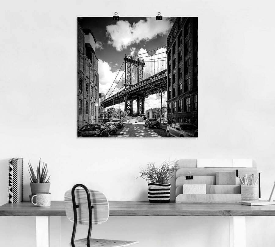 Artland Poster New York City Manhattan Bridge als artprint van aluminium artprint op linnen muursticker of poster in verschillende maten