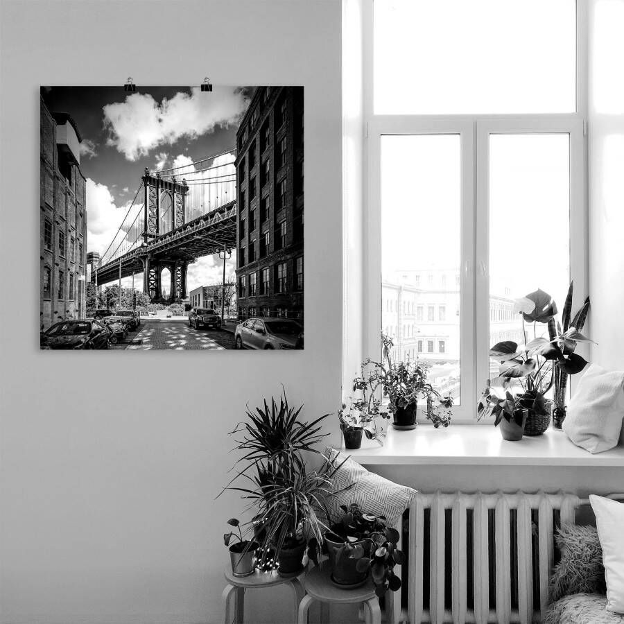 Artland Poster New York City Manhattan Bridge als artprint van aluminium artprint op linnen muursticker of poster in verschillende maten