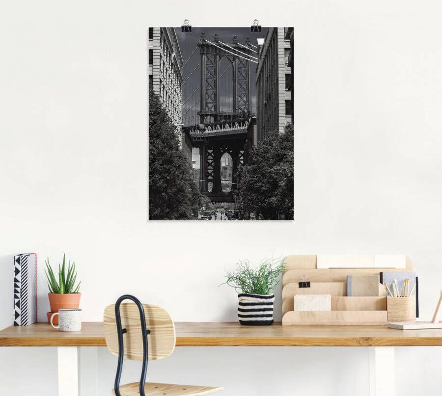 Artland Poster New York Manhattan Bridge als artprint van aluminium artprint op linnen muursticker of poster in verschillende maten