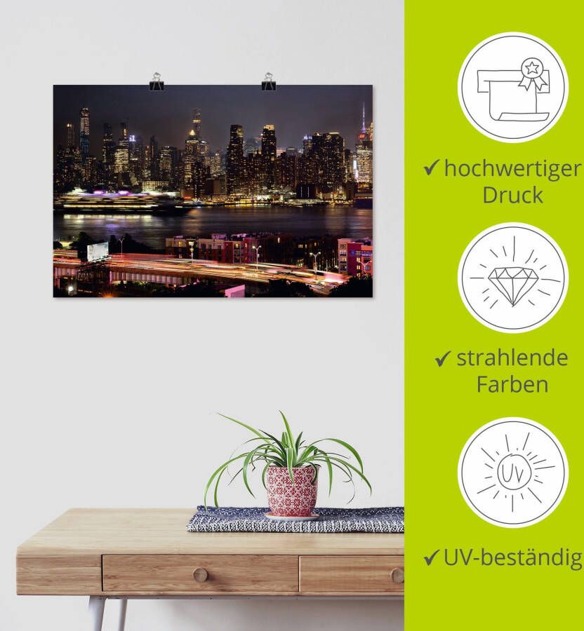 Artland Poster New York skyline II als artprint van aluminium artprint op linnen muursticker of poster in verschillende maten