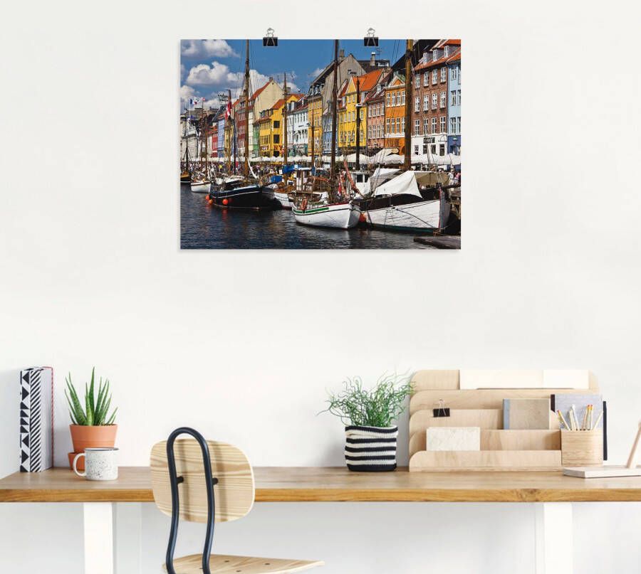 Artland Poster Oude haven in Kopenhagen 2 als artprint van aluminium artprint op linnen muursticker of poster in verschillende maten