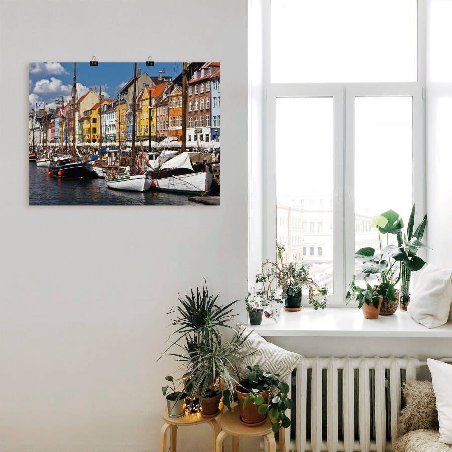 Artland Poster Oude haven in Kopenhagen 2 als artprint van aluminium artprint op linnen muursticker of poster in verschillende maten