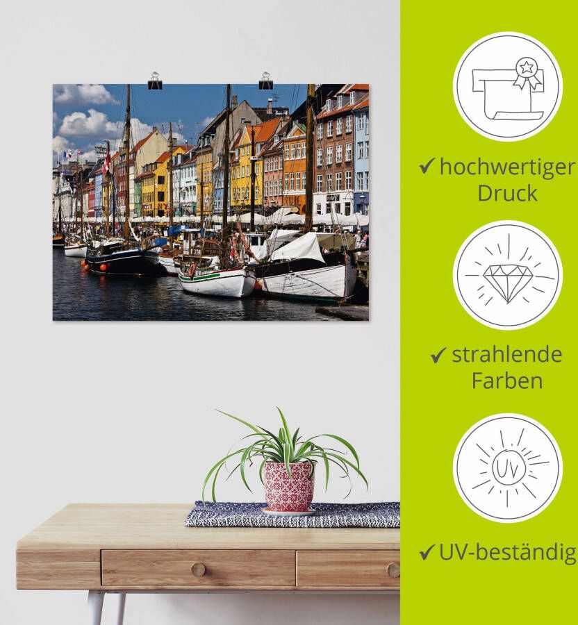 Artland Poster Oude haven in Kopenhagen 2 als artprint van aluminium artprint op linnen muursticker of poster in verschillende maten