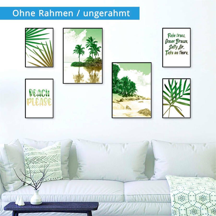 Artland Poster Palmen strand & zee Poster artprint wandposter (6 stuks)