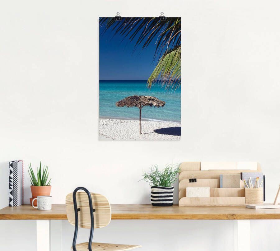 Artland Poster Parasol aan het strand als artprint van aluminium artprint op linnen muursticker of poster in verschillende maten