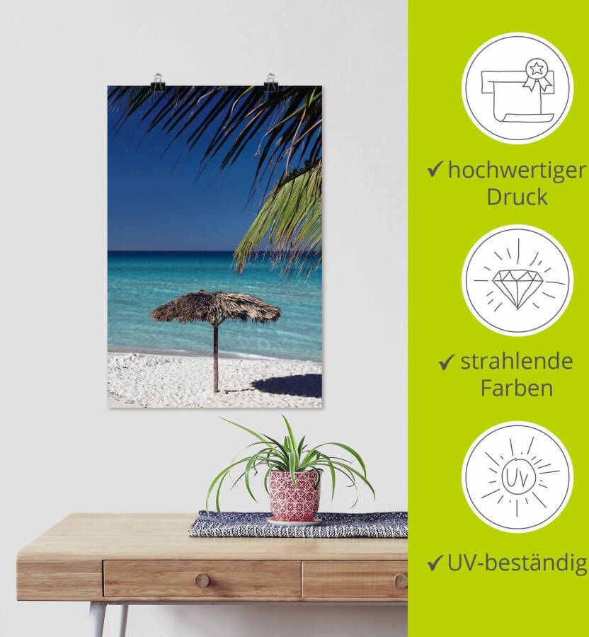 Artland Poster Parasol aan het strand als artprint van aluminium artprint op linnen muursticker of poster in verschillende maten