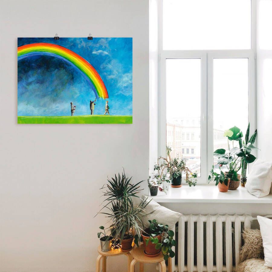 Artland Poster Regenboog schilderen als artprint op linnen muursticker of poster in verschillende maten