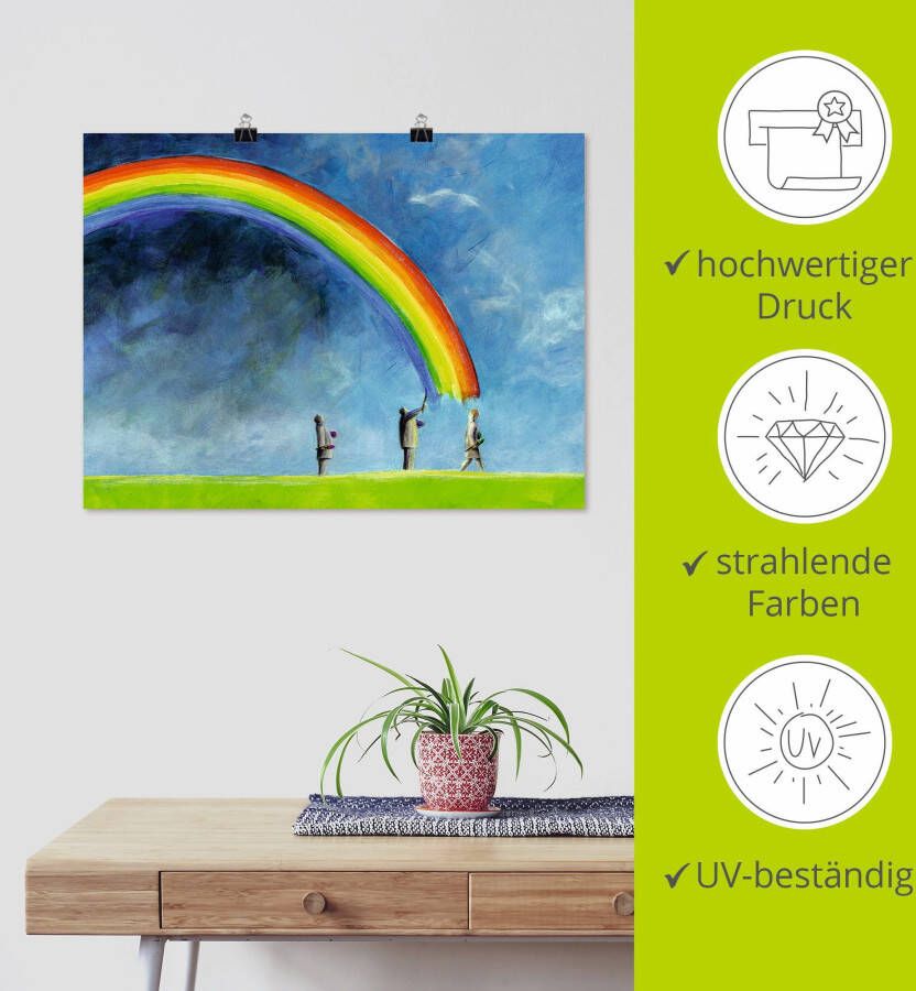 Artland Poster Regenboog schilderen als artprint op linnen muursticker of poster in verschillende maten