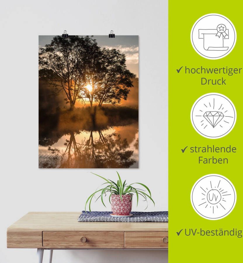 Artland Poster S Ochtends vroeg als de dag ontwaakt als artprint van aluminium artprint op linnen muursticker of poster in verschillende maten