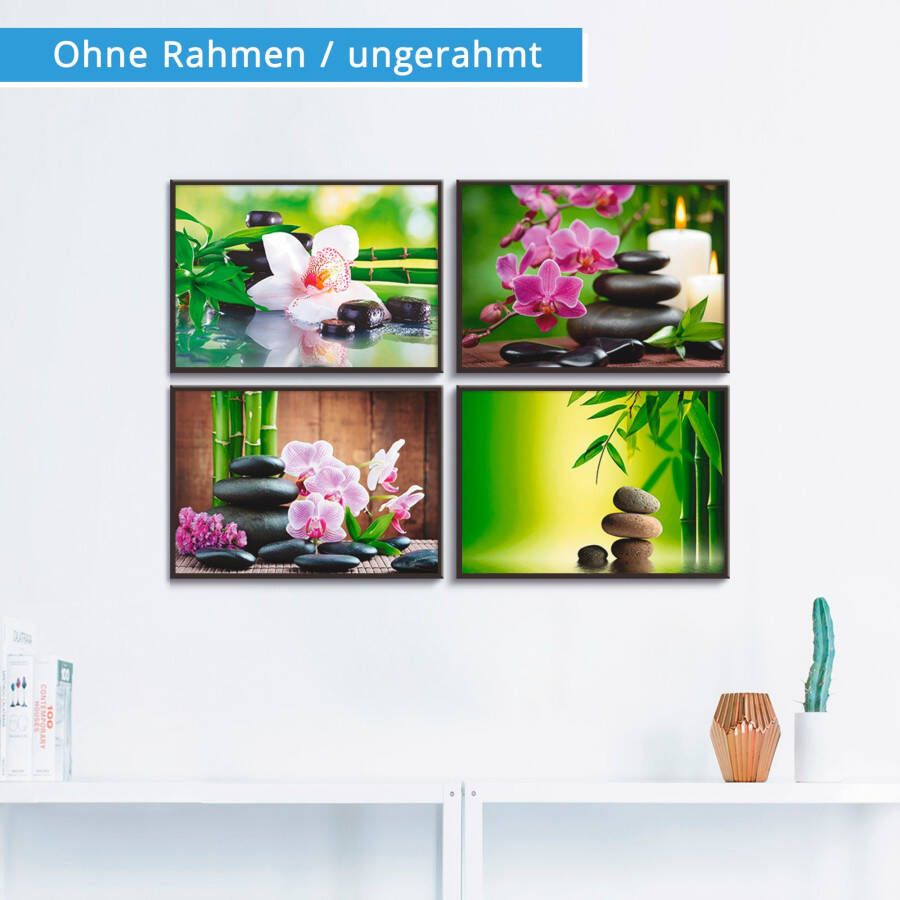 Artland Poster Spa bamboe takjes zen stenen (4 stuks)