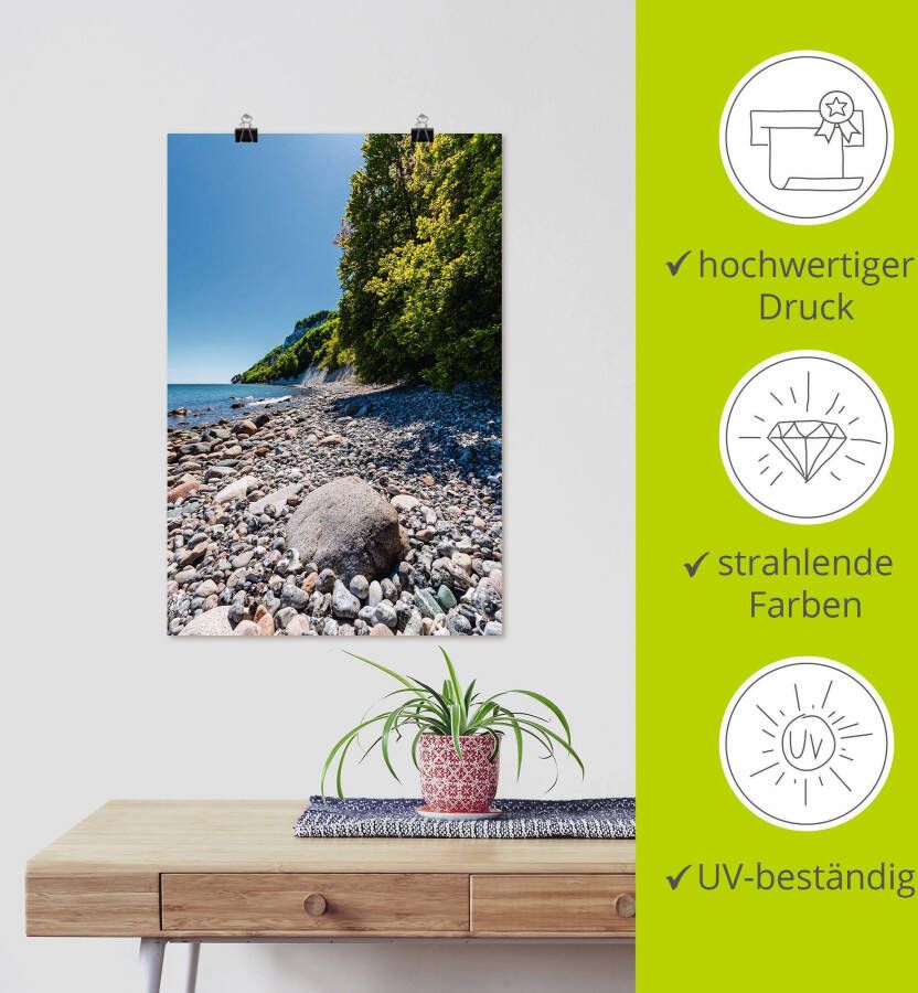 Artland Poster Stenen aan de Oostzeekust eiland Rügen als artprint van aluminium artprint op linnen muursticker of poster in verschillende maten