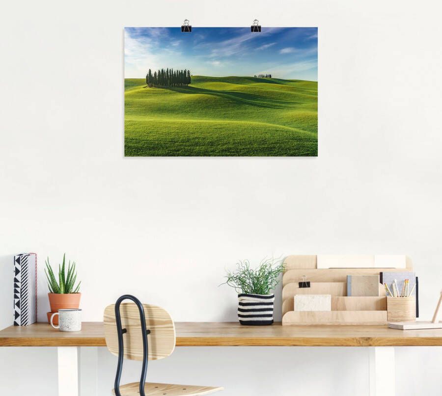 Artland Poster Val d'Orcia Toscane Italië als artprint van aluminium artprint op linnen muursticker of poster in verschillende maten