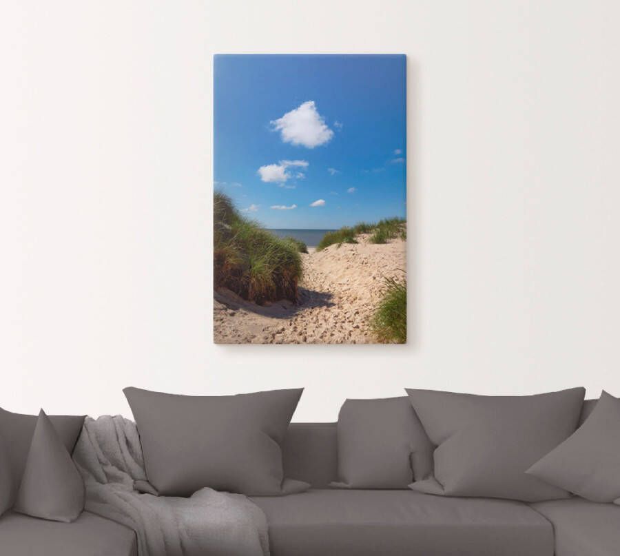 Artland Artprint op linnen Weg naar het strand gespannen op een spieraam