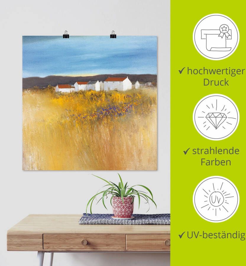 Artland Poster Zomers veld als artprint op linnen muursticker of poster in verschillende maten