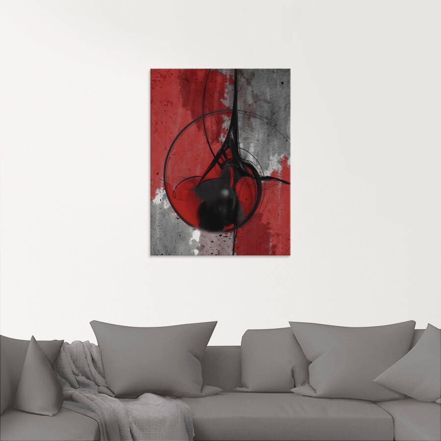 Artland Print op glas Abstract in rood en zwart