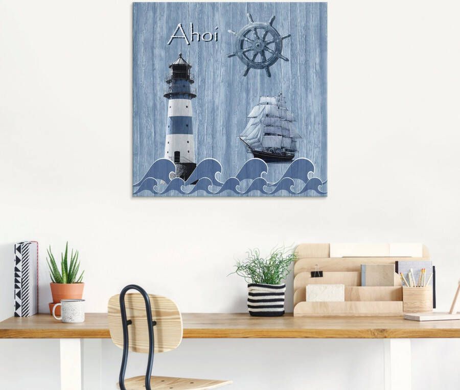 Artland Print op glas Ahoy in maritiem blauw