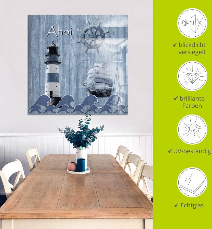 Artland Print op glas Ahoy in maritiem blauw