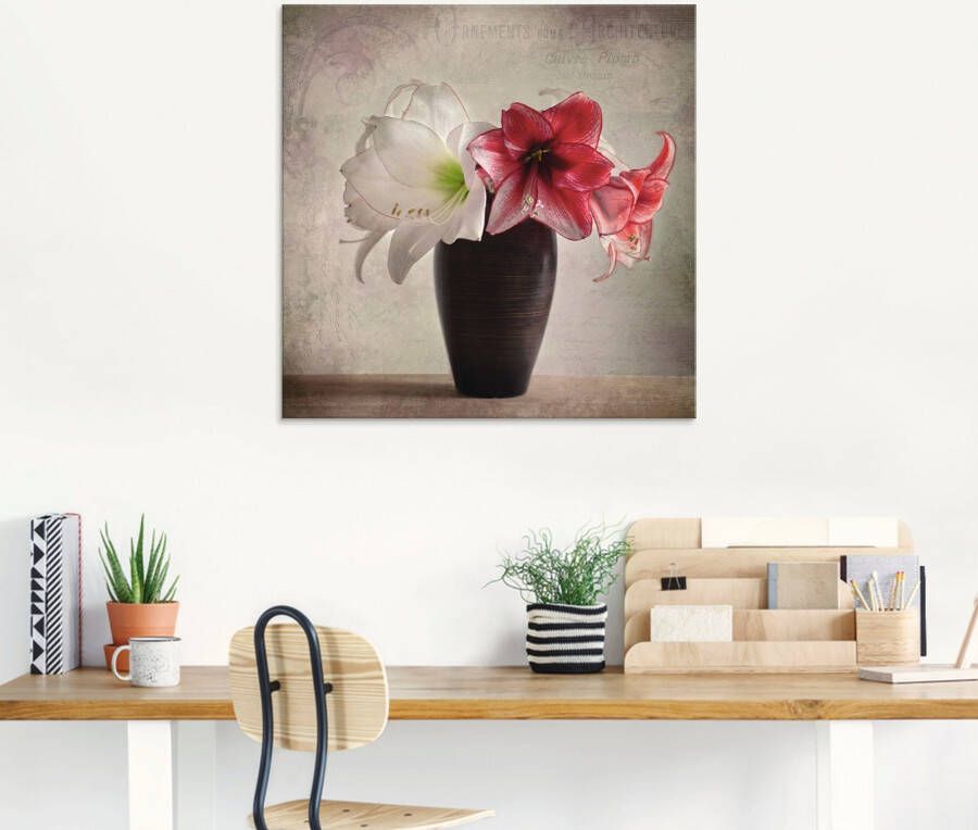 Artland Print op glas Amaryllis vintage I in verschillende maten