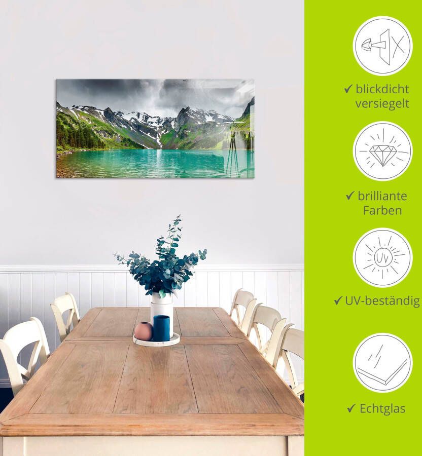 Artland Print op glas Bergmeer in verschillende maten