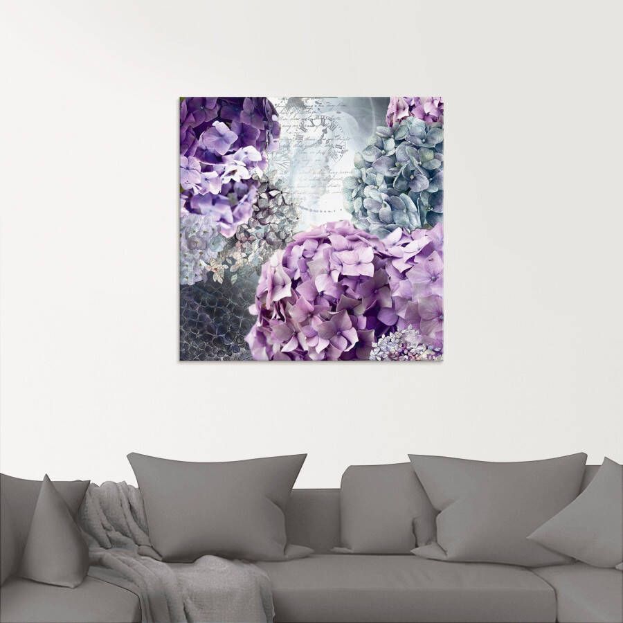 Artland Print op glas Blauw en grijs hortensia