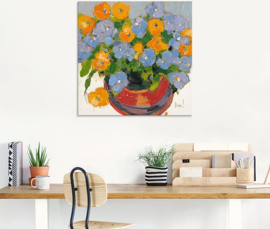Artland Print op glas Bloemen in pot I in verschillende maten