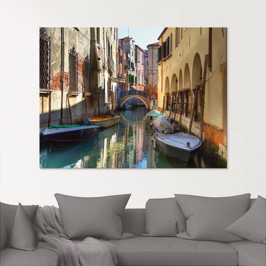 Artland Print op glas Boten op kanaal in Venetië