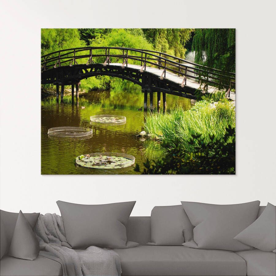 Artland Print op glas Brug in tuin in verschillende maten