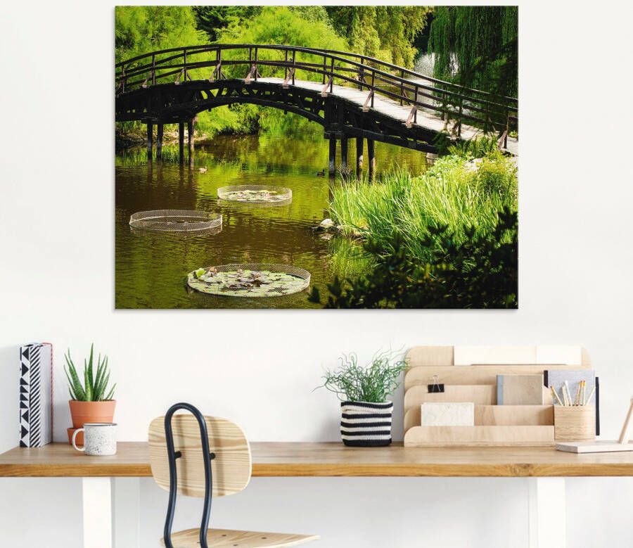 Artland Print op glas Brug in tuin in verschillende maten