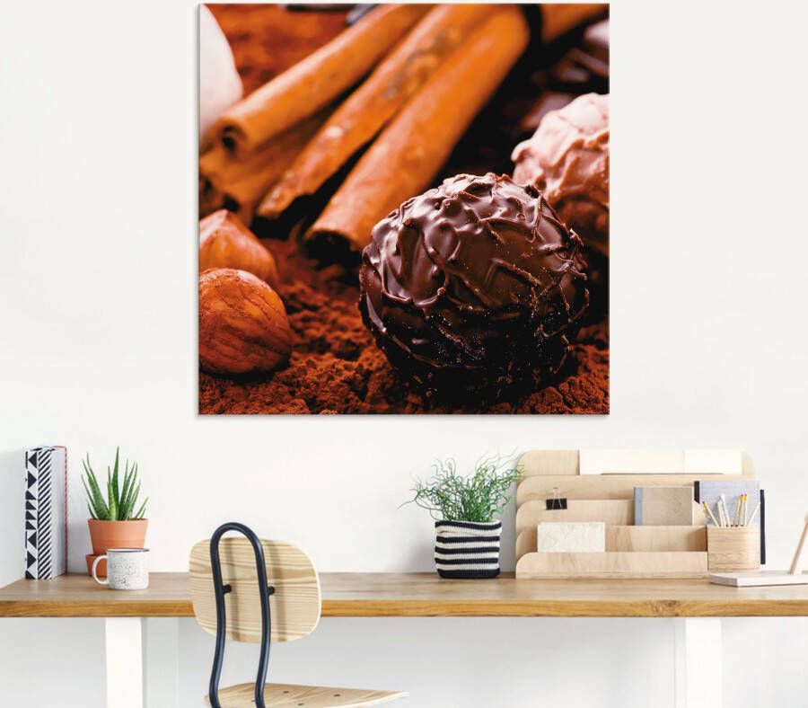 Artland Print op glas Chocolade-truffel in verschillende maten