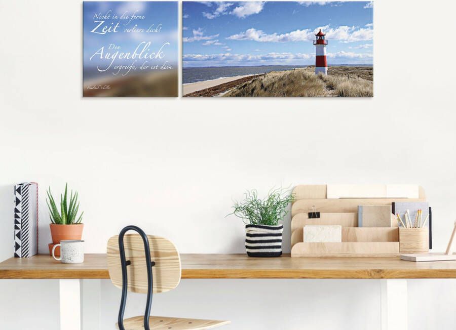 Artland Print op glas Citaat foto vuurtoren Sylt (2-delig)