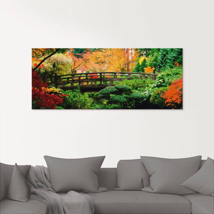 Artland Print op glas Een brug in Japanse tuin