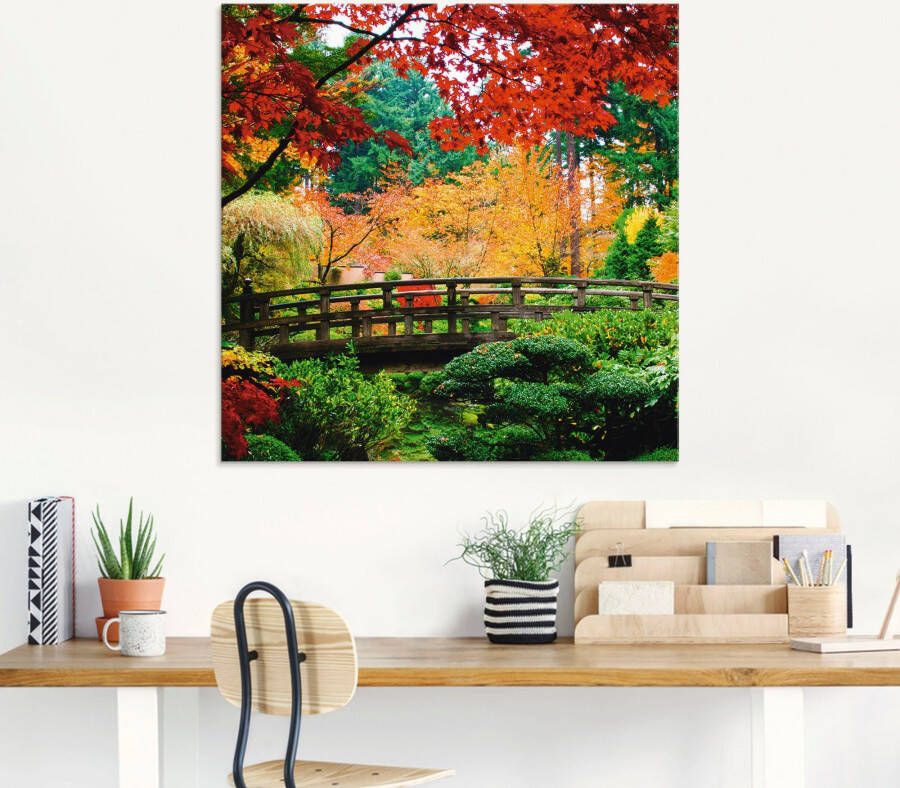 Artland Print op glas Een brug in Japanse tuin