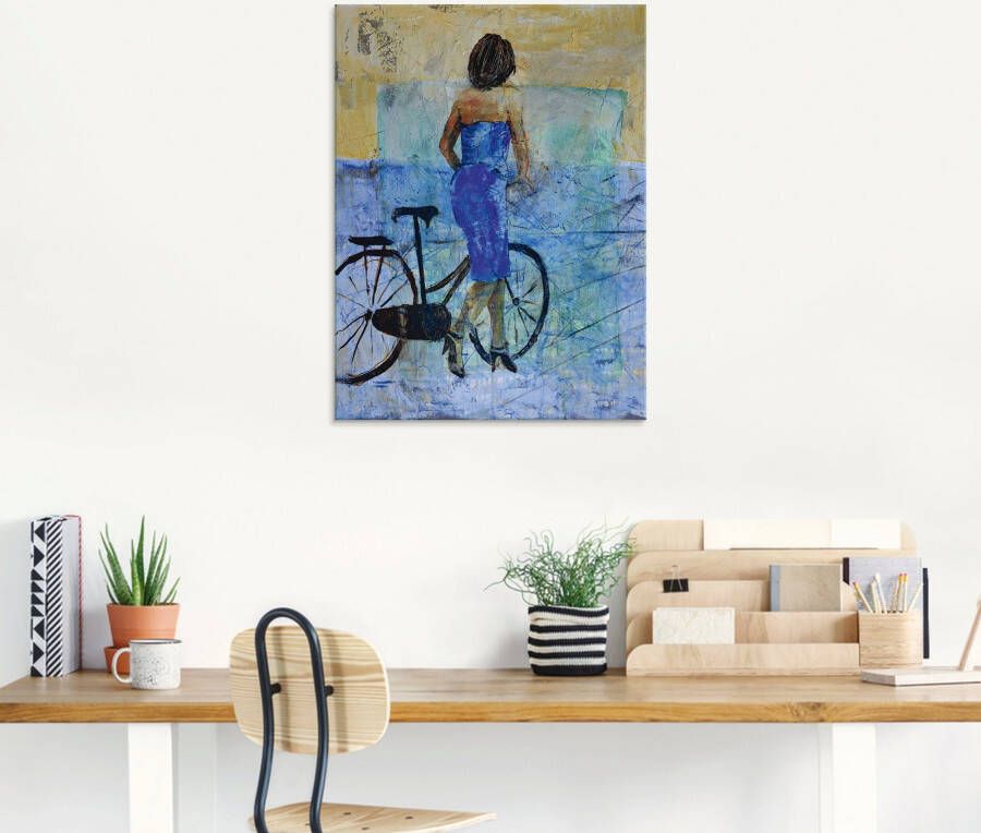 Artland Print op glas Een meisje met een fiets