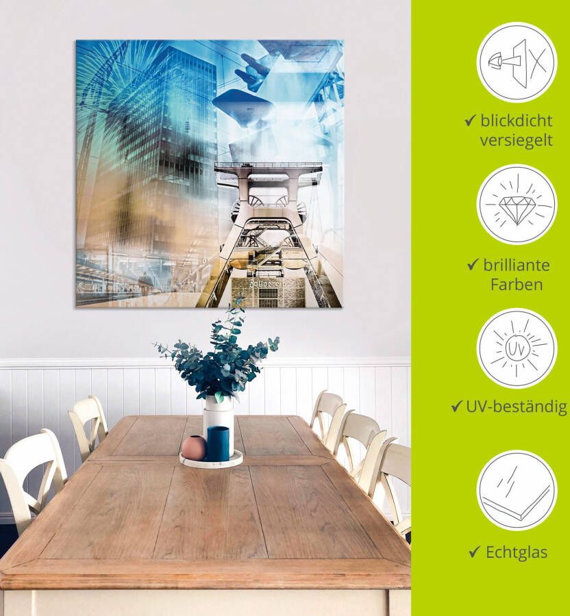 Artland Print op glas Essen skyline abstracte collage II
